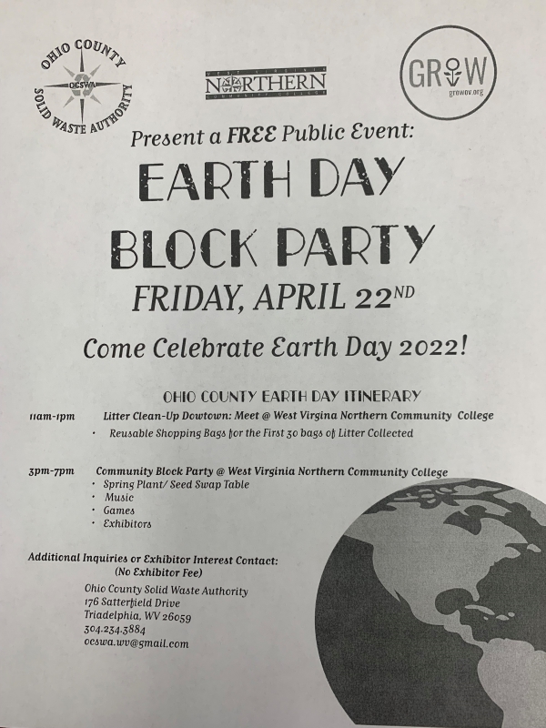 Earth Day Event at WVNCC (West Virginia Northern Community College)